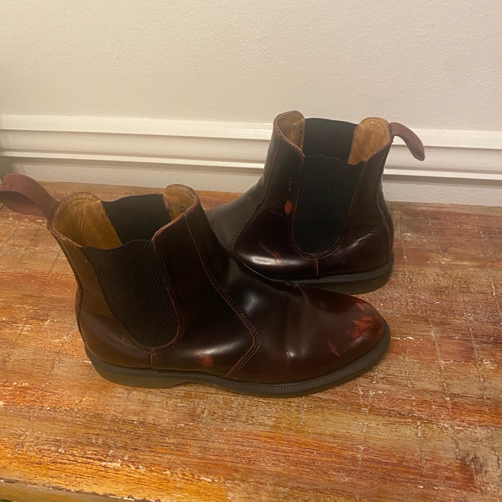 Dr. Martens Brown Leather Chelsea Boots with Red Patina - Picture 2 of 12